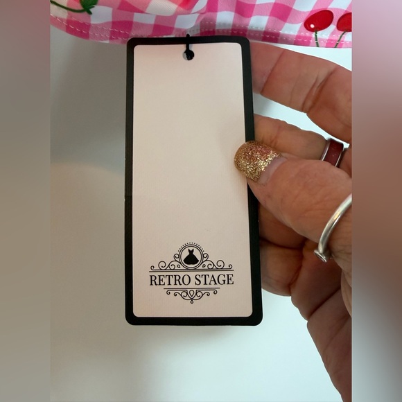 Retro Stage Pink 1950’s Plaid and Cherry 2 Piece Swimsuit. NWT. Size 2XL. - Picture 10 of 16